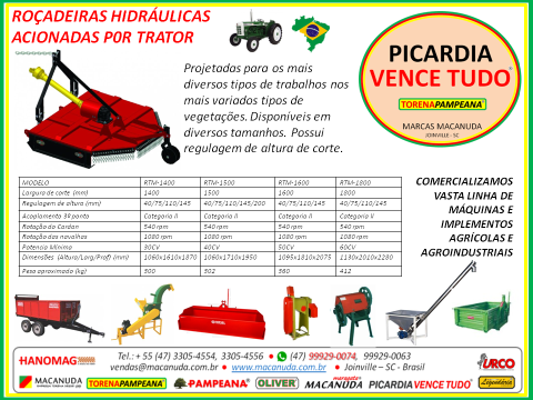 ROÇADEIRAS PARA TRATORES MÁQUINAS MACANUDA EM BRASNORTE MT